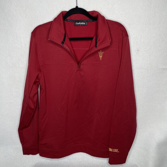Captivating ASU  1/4 Zip Pullover Jacket Size Large Maroon Zipper Broke - Picture 2 of 11